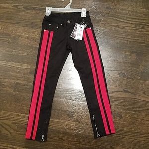 NWT black pants with red stripe